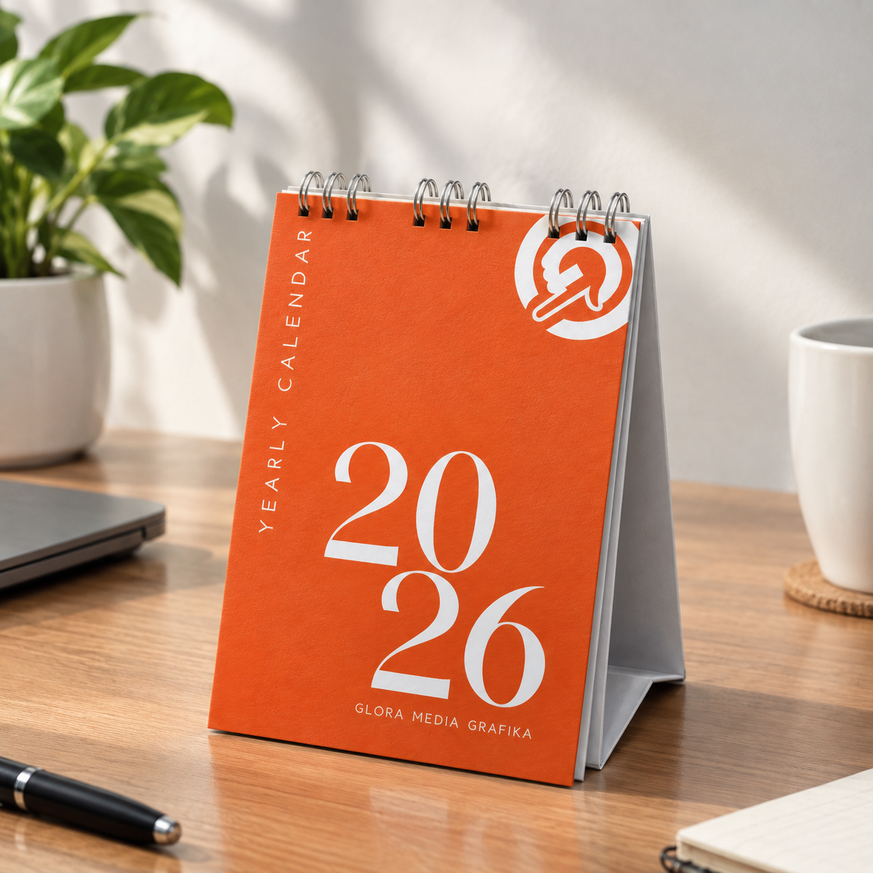 orange 2026 desk calendar