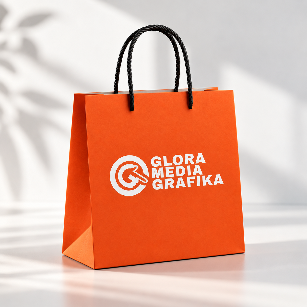 vivid orange glora media shopping bag